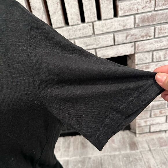 FRAME Easy True Tee in Noir 100% Organic Linen Raw Hems, Women's Medium - Picture 7 of 8